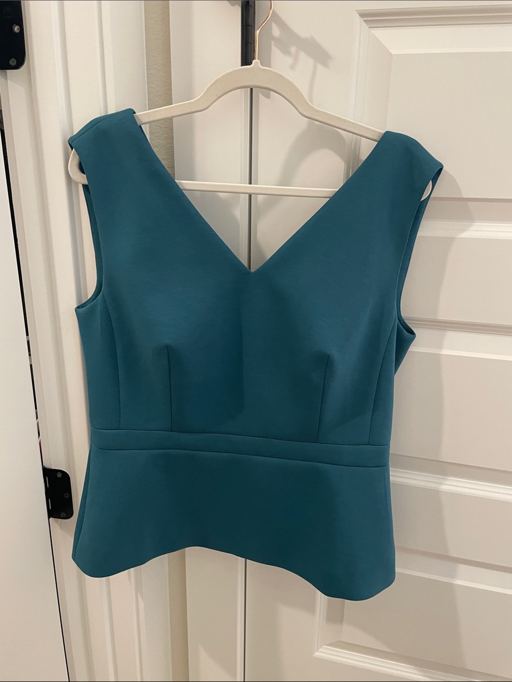 Ann Taylor Teal V-Neck Peplum Tank